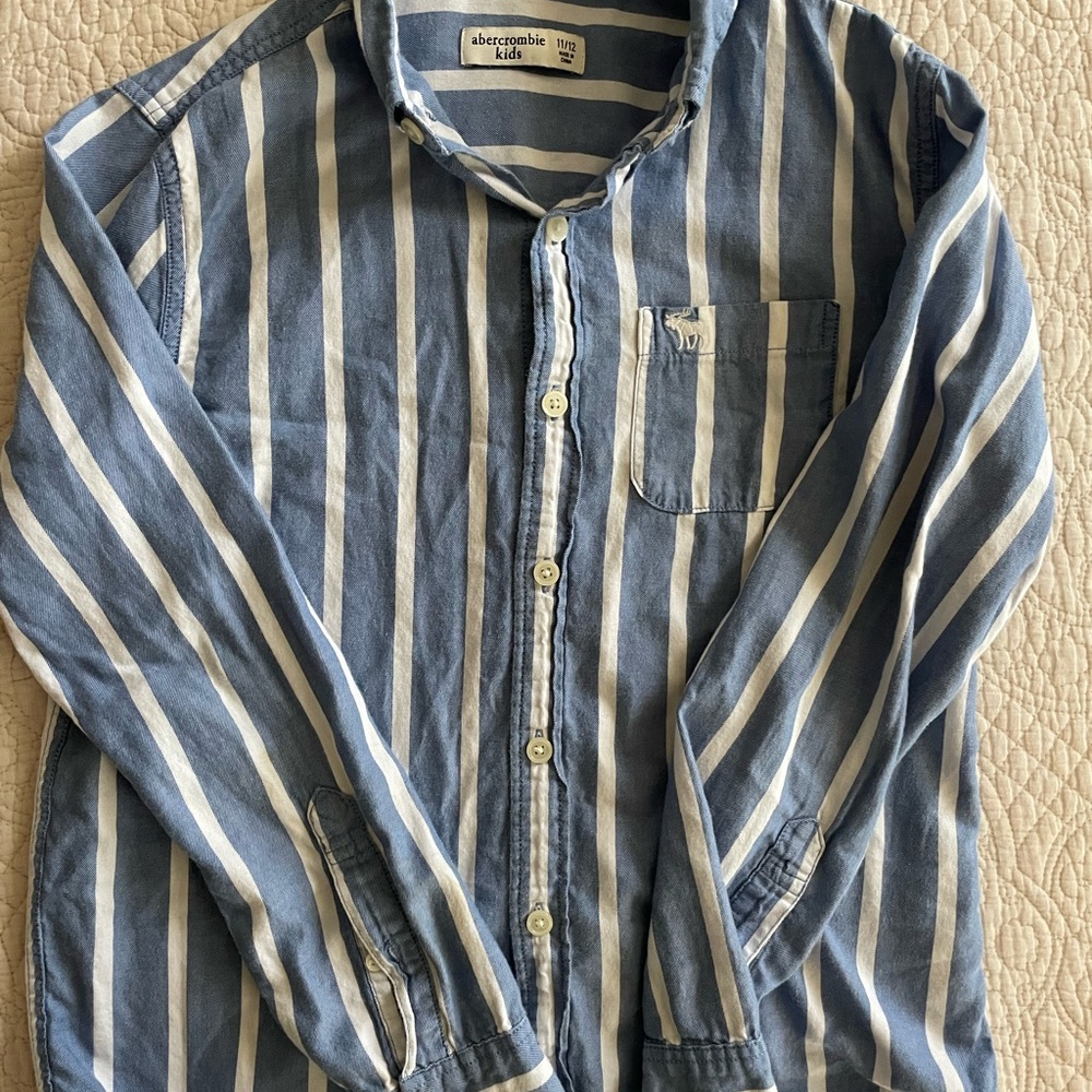 Abercrombie Kids Blue and White Striped Shirt